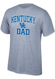 a grey kentucky dad t - shirt with blue letters