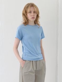 Composition : Poly 100%Country of Origin : Republic of Korea Light Blue Short Sleeve T-shirt For Summer, Light Blue Stretch Short Sleeve Tops, Trendy Washed Blue T-shirt For Summer, Blue Crew Neck Short Sleeve Top For Summer, Washed Blue Relaxed Fit Short Sleeve Tops, Blue Relaxed Fit Crew Neck Short Sleeve Top, Washed Blue Crew Neck Top For Summer, Casual Washed Blue Short Sleeve Tops, Blue Casual Short Sleeve Top For Spring