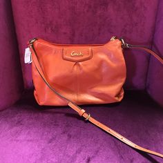 Small Orange Crossbody Bag By Coach. New With Tags Coach Crossbody Shoulder Bag With Zipper Closure, Coach Crossbody Shoulder Bag, Coach Crossbody Shoulder Bag With Zipper, Coach Orange Crossbody Bag, Coach Orange Crossbody Shoulder Bag, Orange Soft Leather Crossbody Bag, Coach Crossbody, Coach Crossbody Bag, Small Bags