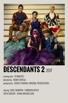 the cast of descends 2 is shown in this promotional poster for disney's original production