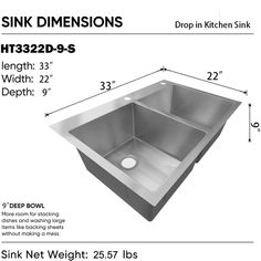 the sink measurements are shown for all types of kitchen sinks and sinks in this image