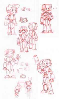 some drawings of different types of robots