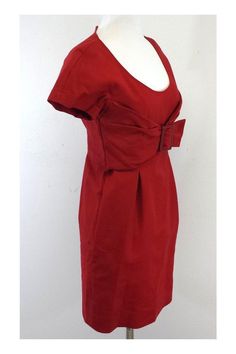 Size 4 Red Short Sleeve Dress Concealed back zip Scoop neck Bust belt Side pockets Waist 30" Shoulder to Hem 31" Formal Fitted Dress With Belt Loops, Fitted Formal Dress With Belt Loops, Red Fitted Belted Dress, Fitted Red Belted Dress, Red Short Sleeve Dress, Red Shorts, See By Chloe, Short Sleeve Dress, Sleeve Dress