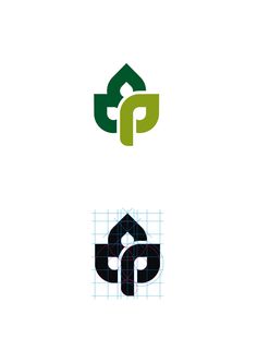 three different logos with the letter p in them