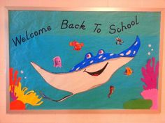 a painting of a whale with words welcome back to school