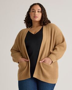 She's giving cozy evenings, busy days, chill vibes. Our fave organic cotton cardigan has dropped shoulders and lantern sleeves for a relaxed look — and now it’s available in extended sizes. Roomy front pockets add to the coziness and functionality. We made her in a bit of an oversized fit so you can wrap up in soft supple cotton.Also offered in sizes XS-XL. Oversized Sweater Cardigan, Chill Vibes, Silk Cami, Quarter Zip Sweater, Cotton Cardigan, Oversized Cardigan, Organic Fabrics, Lantern Sleeves, Blouse Dress