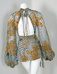 ... 1970's Ossie Clark Deco-Floral Celia Birtwell Print Silk Blouse image ... Blouse Images, Robes Glamour, Fashion 1970s, 70’s Fashion, Printed Silk Blouses, 1970s Fashion, Designer Blouses