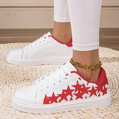 Step into style and comfort with our 2024 Spring White Sneakers. These versatile and trendy sports casual shoes are designed with both fashion and function in mind. The sleek design and comfortable fit make them perfect for any occasion. Color : Red Pattern Type : Plants Size Fit : True To Size Upper Material : PU Leather Lining Material : Mesh Power Supply : None Size US Ball Girth Foot Length EUR36 US6 20.4 22.86 EUR37 US6.5 20.8 23.53 EUR38 US7 21.2 24.2 EUR39 US8 21.75 24.87 EUR40 US9 22.2 2 Trendy Low-top Breathable Skate Shoes, Trendy Breathable Low-top Skate Shoes, Breathable Low-top Sneakers For Leisure, Trendy Slip-on Skate Shoes For Sports, Comfortable Low-top Leisure Sneakers, White Breathable Sneakers For Leisure, Comfortable Casual Sneakers For Leisure, Round Toe Breathable Sneakers For Leisure, Trendy Breathable Canvas Shoes With Round Toe