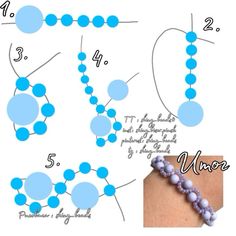 the instructions for how to make a beaded bracelet with beads and pearls on it