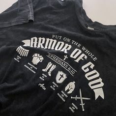 Armor of God - Christian T Shirt.  Daily life is a spiritual battle, are you protected? This is a great reminder. "Finally, my brethren, be strong in the Lord and in the power of His might. Put on the whole ARMOR OF GOD, that you may be able to stand against the wiles of the devil. For we do not wrestle against flesh and blood, but against spiritual warfare." - Ephesians 6:10-20 Christian shirt, Christian gift, baptism gift, Jesus shirt, religious t-shirt, faith apparel, faith clothing, Catholic shirt, Catholic gift, God shirt, church shirt WHY BUY FROM ME: You're supporting a young entrepreneur who quit the regular corporate world to pursue his passion for designing & apparel. With my Christian belief, I wanted to combine my faith along with my love for art & graphic design onto t-shirts. Man Warrior Of God Shirt, Warrior Tshirt Designs, Armor Of God Tshirt, The Whole Armor Of God, Whole Armor Of God, Spiritual Battle, Catholic Shirt, Ephesians 6 10, Church Shirt