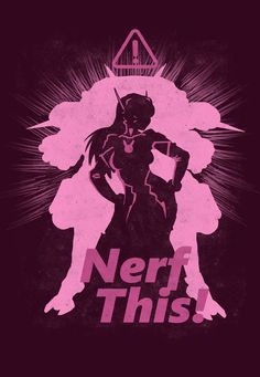 a poster with the words nerf this in pink and black on it's back