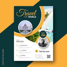 a travel brochure with an image of the world