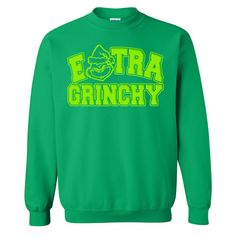 This 'Extra Grinchy' Puff Crewneck Sweatshirt is the perfect way to show off your festive attitude this holiday season! This stylish yet cozy sweatshirt with a fun Grinch design will become a wardrobe staple in your winter wardrobe. Spice up your outfits this winter with the perfect Christmas vibes! Extra Grinchy, Grinch Design, United Monograms, Long Sleeve Baseball Tee, Matching Sets Outfit, Comfort Colors Sweatshirt, Sweat Set, Fall Denim, Puff Print