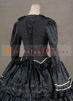 Designs: VictorianDancer.com   Condition: Brand New   Color: Black   Material: Cotton   Silhouette: Ball Gown   Sleeve Length: Long Sleeves   Dresses Length: Floor Length   Neckline: Square Collar   Decoration: Lace + Ruffled   Style: Vintage   Includes: Dress Fitted Black Dancewear Dress, Fitted Black Dress For Dancewear, Black Fitted Dress For Dance, Black Fitted Dance Dress, Fitted Black Dress For Ballroom, Long Sleeve Black Ballroom Dress, Black Long Sleeve Ballroom Dress, Fitted Halloween Dance Dress, Fitted Ruffled Dresses For Dance