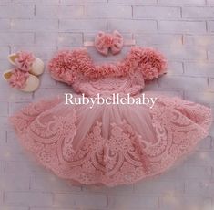 This 3pcs set includes; 1. Dress 2. Shoes 3. Hair Accessories First Birthday Girls, Dress Blush Pink, Girls Lace Dress, Girl Christening, Newborn Baby Girl, Girl First Birthday, Girls Party Dress