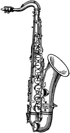 a drawing of a saxophone on a white background