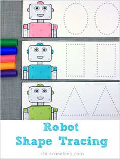 Robot themed fine motor and writing skills activity for preschool and kindergarten. Robot Week Preschool, Preschool Robot Activities, Robot Activities For Toddlers