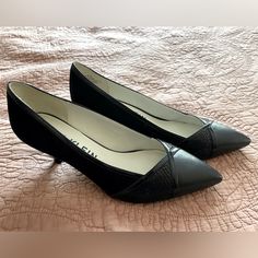 W’s Nwob Anne Klein Black Suede Kitten Heel Pump. Never Worn. Mixed Material. Super Comfortable. Black Heels With Contrasting Heel Counter, Black Heels With Contrasting Heel Counter And Low Heel, Black Heels With Contrasting Low Heel, Black Almond Toe Heels For Work, Black Round Toe Kitten Heels For Office, Black Kitten Heels For Office With Round Toe, Black Kitten Heels With Round Toe For Office, Black Kitten Heels With Reinforced Heel For Work, Black Low Heel Kitten Heels For Work