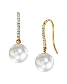 These elegant earrings feature 8mm high-quality White South Sea pearls, handpicked for their incredible luster and overtones. The pearls are mounted on the finest 14K gold .12 carats of 18 dazzling SI clarity diamonds. These earrings come packaged in a beautiful jewelry gift box, perfect for gifting. Formal Akoya Pearl Earrings With High Luster, Elegant Pearl Earrings With Prong Setting For Evening, Elegant Gold Diamond Earrings With Pearl, Formal Gold Diamond Earrings With Pearls, Formal High Luster Pearl Drop Earrings, Formal Yellow Gold Diamond Earrings With Pearl Drop, Gold Pearl Earrings With Diamond Accents For Formal Occasions, Formal Gold Pearl Earrings With Diamond Accents, Formal High Luster Akoya Pearl Earrings