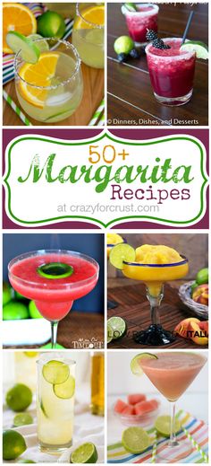 many different margaritas are shown in this collage