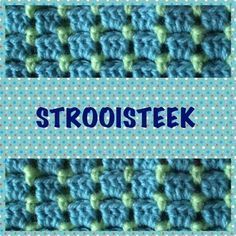 the words stroosteek are written in blue and green crochet