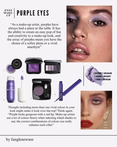 Brown And Purple Eye Makeup, Colourful Makeup Aesthetic, Violet Makeup Look, Purple Makeup Aesthetic, Violet Eye Makeup, Dior Moodboard, Purple Lifestyle