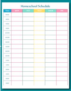 a printable homeschool schedule is shown