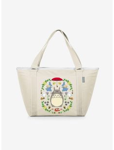 Studio Ghibli Totoro Topanga Cooler Tote Bag - Hot Topic Exclusive White Tote Bag For Outdoor, White Outdoor Tote Bag, Beige Tote Bag For Outdoor, White Tote Bag For Outdoor Activities, Rectangular Natural Bag For Outdoor, Rectangular Natural Color Bags For Outdoor, Natural Rectangular Outdoor Bag, Eco-friendly White Outdoor Bags, Summer Tote Bags For Outdoor Activities