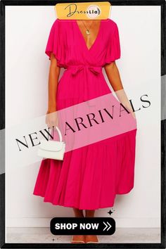 Karlidress Solid Ruffles Belted Maxi Dress P12790 Chic V-neck Tiered Party Dress, Pink V-neck Tiered Summer Dress, Pleated Tiered Midi Dress For Brunch, Summer Party Midi-length Tiered Dress, Summer Tiered Dress With Ruffle Hem For Date Night, Summer Party Tiered Maxi Dress, Belted Feminine Maxi Dress, Feminine Belted Maxi Length Dress, Maxi Dress With Ruffle Hem For Day Out