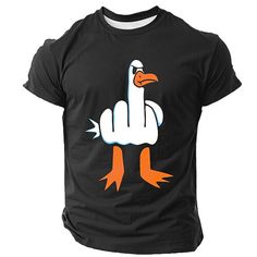 Category:T-shirt; Season:Spring,Summer; Fabric:Polyester; Sleeve Length:Short Sleeve; Look After Me:Machine wash; Gender:Men's; Style:Vintage,Cool; Elasticity:Stretchy; Tops Type:T Shirt; Occasion:Holiday,Party; Age Group:Adults; Fit Type:Tailored Fit; Pattern:Swan,Funny; Neckline:Crew Neck; Brand:OUKU; Front page:FF; Listing Date:07/18/2024; Bust:null; Length:null; Shoulder Width:null; Print Type:3D Print; Sleeve Length:null Summer Novelty Tops With Graphic Print, Novelty Graphic Print Tops For Summer, Novelty Summer Tops With Cartoon Print, Novelty Cartoon Print Summer Tops, Summer Novelty Tops With Cartoon Print, Funny Summer Shirt With Cartoon Print, Funny Cartoon Print Shirt For Summer, Black Novelty T-shirt For Summer, Novelty Black T-shirt For Summer