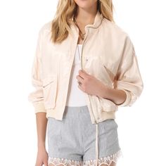 Luxe Bomber Jacket In A Pink/Peach/Nude Color! Very Cute, Excellent Condition! Nwot Never Worn! Fits Like A Small. Make An Offer! Similar Styles Seen At Urban Outfitters, Zara, Topshop, Reformation, Rag And Bone....But This Is Much Better Quality Trendy Cream Outerwear For Summer, Trendy Cream Summer Outerwear, Peach Long Sleeve Spring Outerwear, Spring Peach Outerwear, Band Of Outsiders, Rag And Bone, Pink Peach, Nude Color, Urban Outfitters