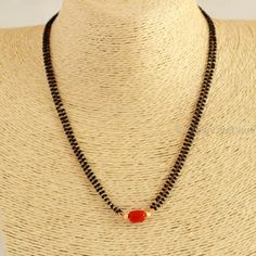 Black Beads With Corals, Small Mangalsutra Designs Gold, Small Mangalsutra, Indian Mangalsutra, Linen Blouses