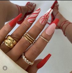 Red Christmas Nails, Christmas Nails Easy, Christmas Nails Acrylic, Nail Swag