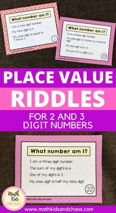 place value riddles for 2 and 3 digit numbers