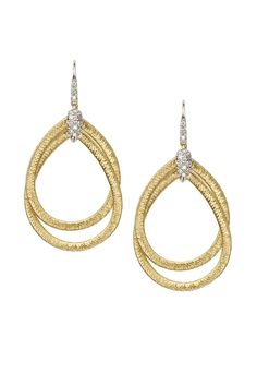 MARCO BICEGO-Diamond Woven Drop Cairo Earrings-YELLOW GOLD Extreme Flexibility, Egypt Cairo, Pendant Bail, Marco Bicego, Diamond Weave, Pendant Bails, Inner Core, Yellow Gold Earrings, Discount Jewelry