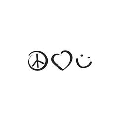 the word peace is written in black ink with a heart and a peace sign on it