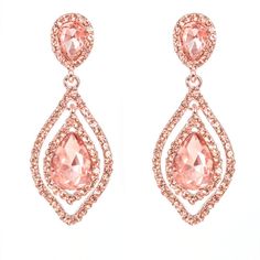 NLCAC Women Pear Shape Crystal Earrings Dangle Teardrop Rhinestone Chandelier Bridal Earring for Wedding Rose Gold Shoes, Rose Gold Flats, Rose Gold Wedding Jewelry, Bridal Earring, Bridal Earrings Chandelier, Wedding Jewelry For Bride, Long Gold Earrings, Gold Wedding Jewelry, Rose Gold Wedding