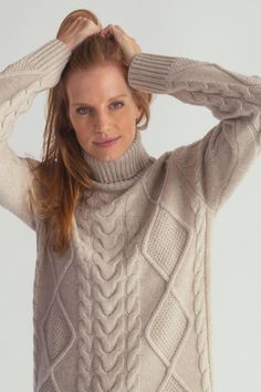 Stay warm and in style with this classic cashmere cable knit sweater. A rich cable knit design celebrates the traditions of the North Atlantic while maintaining a flattering cut that skims your curves and envelops you in rich textures and contemporary colors. 10% Cashmere/ 90% Extra Fine Merino Wool 600 grams 5 gg Turtleneck Classic fit Long Sleeve Marry Warmth With Luxury Made from 10/90 cashmere and extra-fine merino wool blend, this women's cable knit sweater will keep you warm in even the co Cable Turtleneck Sweater, Cable Knit Turtleneck, Cable Knit Sweater Womens, Cable Knit Turtleneck Sweater, Knit Turtleneck, Cable Sweater, Ribbed Turtleneck, Knit Turtleneck Sweater, Wool Turtleneck