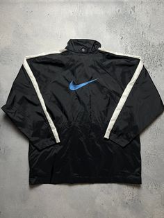 Nike vintage big logo track long jacket zip y2k 90s USA Size Men's / US L / EU 52-54 / 3 Color Black Condition Gently Used Windbreaker Nike The material is pleasant to the body. In a good condition. Fast sending! Condition : 8/10 Chest - 67 cm Length - 80 cm Sleeve length from neck - 82 cm Sleeve length from armpit - 56 cm - ALL ITEMS ARE HEAT TREATED AND WASHED BEFORE SHIPPING - FOLLOW MY STORE - SEE MY OTHER ITEMS Retro Black Track Jacket For Streetwear, Sporty Long Sleeve Outerwear With Logo Print, Long Sleeve Logo Outerwear For Streetwear, Black Sports Outerwear With Logo Print, Streetwear Long Sleeve Track Jacket With Logo Print, Long Sleeve Track Jacket With Logo For Streetwear, Black Logo Print Outerwear For Sports, Vintage Black Sports Windbreaker, Sporty Black Outerwear With Logo