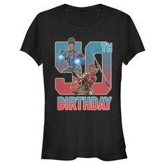 Celebrate your special day with your favorite comic book heroes as you party with your friends and family in style with this officially licensed graphic apparel from Marvel! Presenting the Shuri and Okoye 50th Birthday Juniors' Graphic T-Shirt featuring the fierce Okoye and Shuri getting ready for the fight and "50th Birthday" printed in ombre style letters that fade from blue to red across the front. Grab one of these amazing Marvel shirts and stand out at your birthday bash this year! Shuri And Okoye, Marvel Shuri, Style Letters, Trending Graphic Tees, Marvel Clothes, Marvel Shirt, Ombre Fashion, Graphic Apparel, Comic Book Heroes