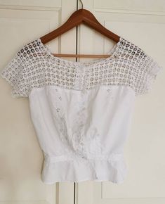 Antique Blouse - Etsy Blessing Blouses, Cheap Cream Lace Blouse, Cheap Bohemian Wedding Blouse, Cheap Cream Tops With Crochet Lace, Affordable Cream Lace Blouse, Bohemian Blouse With Zari Weaving For Puja, Cheap White Blouse With Crochet Trim, Unstitched Bohemian Blouse With Zari Weaving, Cat Crochet Pattern