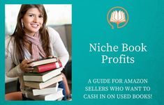 a woman holding a stack of books with the title niche book profits