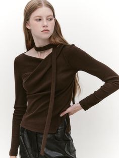 Composition : Polyester 70% Rayon Spandex Mixed Ribbed (Polyester 25% Rayon 5% Spandex)Color : BROWNCountry of Origin : Republic of Korea Versatile Brown Long Sleeve Top, Elegant Brown Crew Neck Top, Brown Stretch Long Sleeve Top For Spring, Brown Stretch Tops For Fall, Spring Stretch Brown Long Sleeve Top, Fitted Blouse For Layering In Fall, Fitted Top Blouse For Fall Layering, Chic Brown Stretch Blouse, Versatile Stretch Brown Top