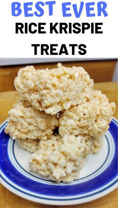 rice krispie treats stacked on top of each other with the words best ever rice krispies