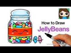 how to draw jelly beans in a jar