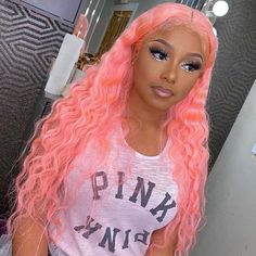 Peruvian Hair Hot Pink Color Deep Wave Fashion Lace Front Wig – Prosp Hair Shop Color Lace Front Wigs, Hair Colorful, Hot Pink Hair, Blonde With Pink, Lace Front Wigs Human Hair, Pink Wig, Deep Wave Hairstyles, Wigs Human Hair, Colored Wigs