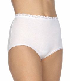 Available at Dillards.com #Dillards Classic Cotton Brief Bottoms, Cotton High-cut Leg Bottoms For Daywear, White Cotton Bottoms With Soft Touch, Cotton Briefs For Daywear, Cotton Daywear Briefs, Full Coverage Bottoms With Lace Trim For Daywear, Cotton Brief Bottoms For Daywear, White Bottoms With Soft Touch, White Soft Touch Bottoms For Daywear