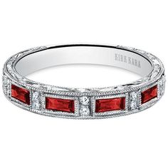 Kirk Kara "Charlotte" Baguette Cut Red Ruby Diamond Wedding Band Featuring 0.06 Carats Total Weight Round Diamonds and 0.62 Carats Baguette Cut Red Rubies Delivery takes 5-6 weeks to create and will ship immediately after completion. Rush delivery available depending on style and upon request Available with a sizing bar or complete eternity with diamonds. Photo above shown with sizing bar Available in 14K & 18K white, yellow or rose gold. Also available in platinum Diamonds are VS2-S11 clari Luxury Baguette Cut Ruby Ring In Fine Jewelry Style, Luxury Ruby Ring With Baguette Cut For Formal Occasions, Luxury Baguette Cut Lab-created Ruby Ring, Luxury Ruby Ring Baguette Cut For Formal Occasions, Luxury Ruby Rings Baguette Cut, Luxury Elegant Baguette-cut Ruby Ring, Luxury Lab-created Ruby Ring With Baguette Cut, Luxury Ruby Wedding And Engagement Round Band, Elegant Luxury Baguette-cut Ruby Ring