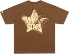 TALISHKO - Star Letter Print Tee - streetwear fashion Trendy Star Print T-shirt For Streetwear, Trendy Star Print Streetwear T-shirt, Casual Star Print T-shirt For Streetwear, Oversized Star Print T-shirt For Streetwear, Trendy Oversized T-shirt With Star Print, Oversized Cotton T-shirt With Star Print, Relaxed Fit Star Print Top For Streetwear, Brown Graphic T-shirt For Streetwear, Brown Graphic Design T-shirt For Streetwear