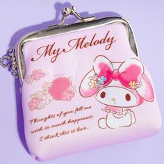 This super cute pink purse has a vintage-inspired print of My Melody doing an air kiss! Keep your coins and cash safe inside as it also comes with a convenient clasp closure. Made from foam rubber and metal Comes with a removable ball chain Cash Safe, Thoughts Of You, Pink Purse, This Is Love, My Melody, Ball Chain, Cute Pink, Purse Wallet, Vintage Inspired